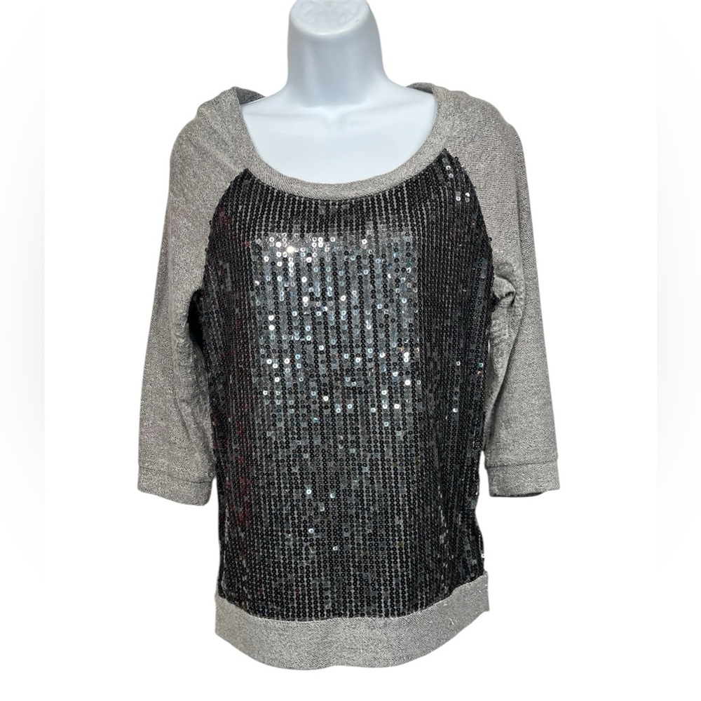 DAYTRIP Sparkle Sequin Raglan 3/4 Sleeve Women's Top, MEDIUM [EUC]